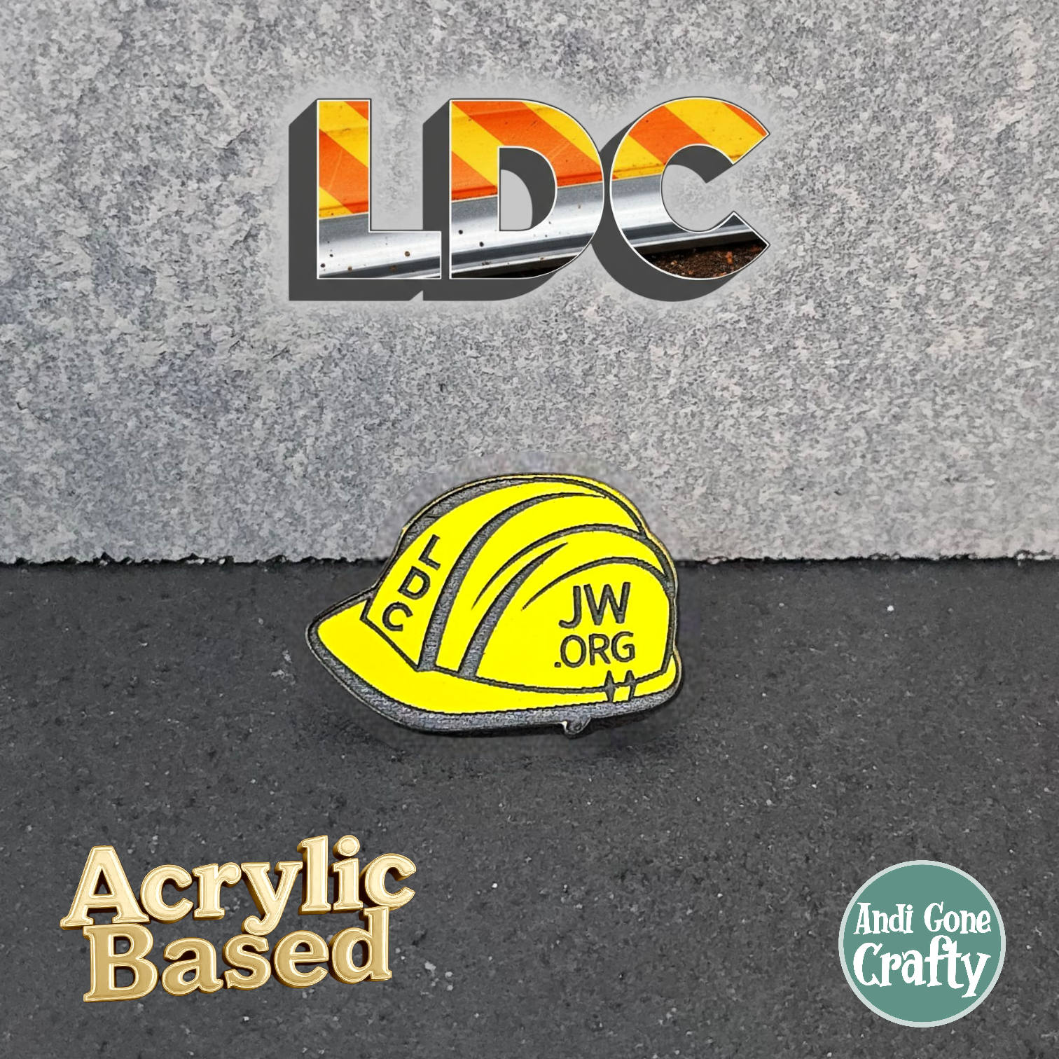 JW - LDC Hard Hat Pin - Yellow to Black Acrylic – Andi Gone Crafty
