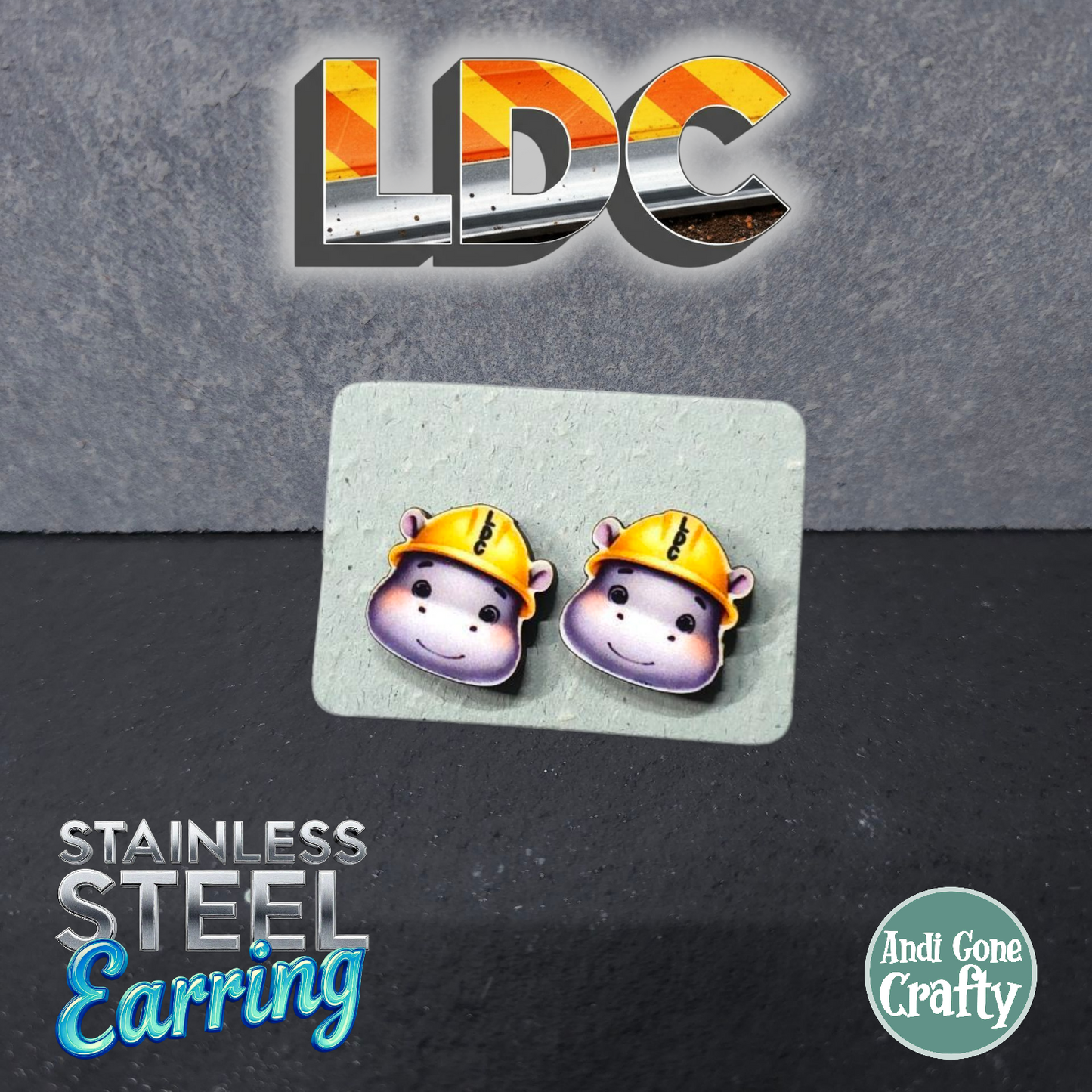 Hippo Head - Animal - LDC Earrings - Stainless Steel