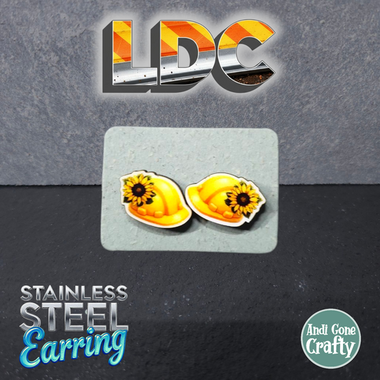 Sunflower Hardhat - Tool - LDC Earrings - Stainless Steel