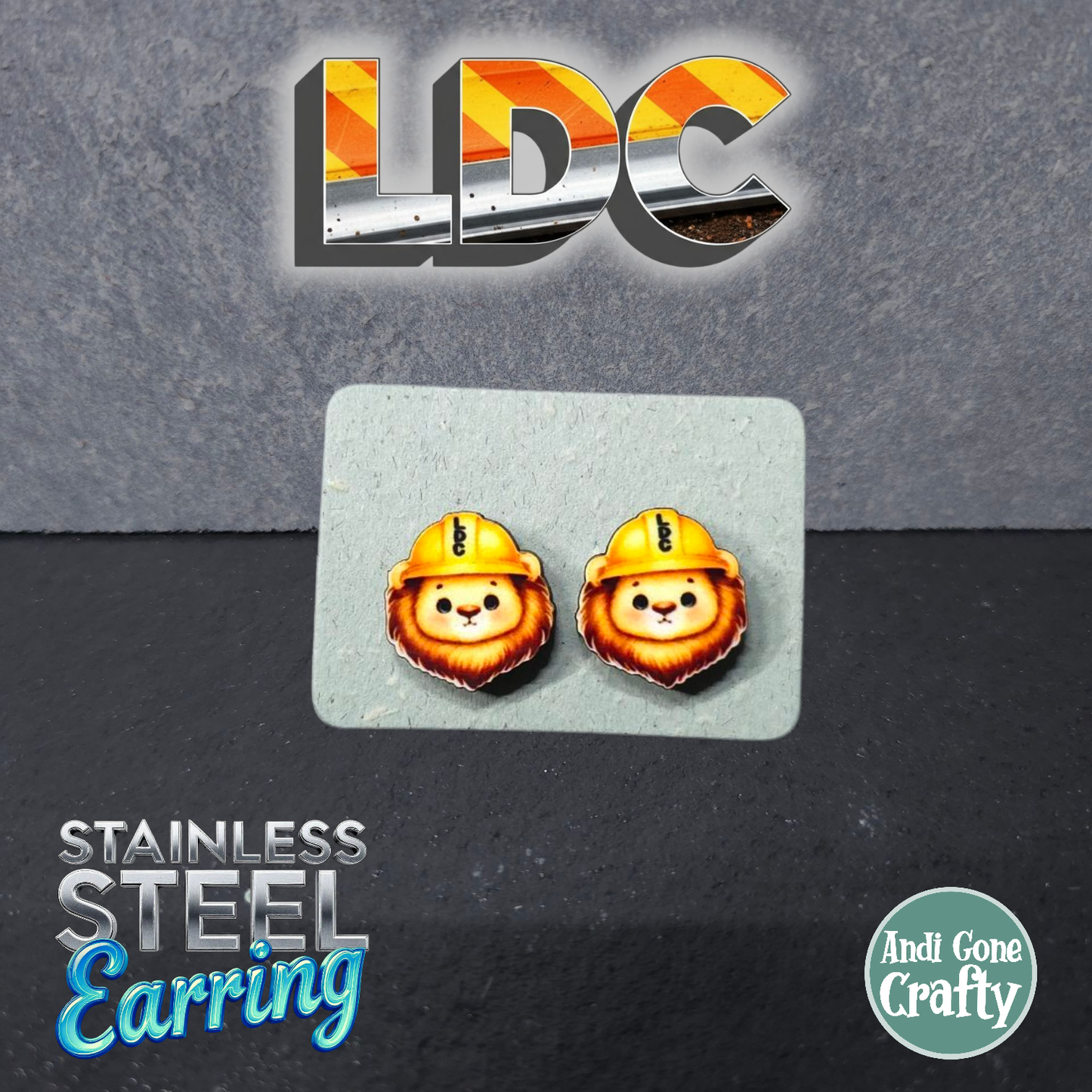 Lion Head - Animal - LDC Earrings - Stainless Steel