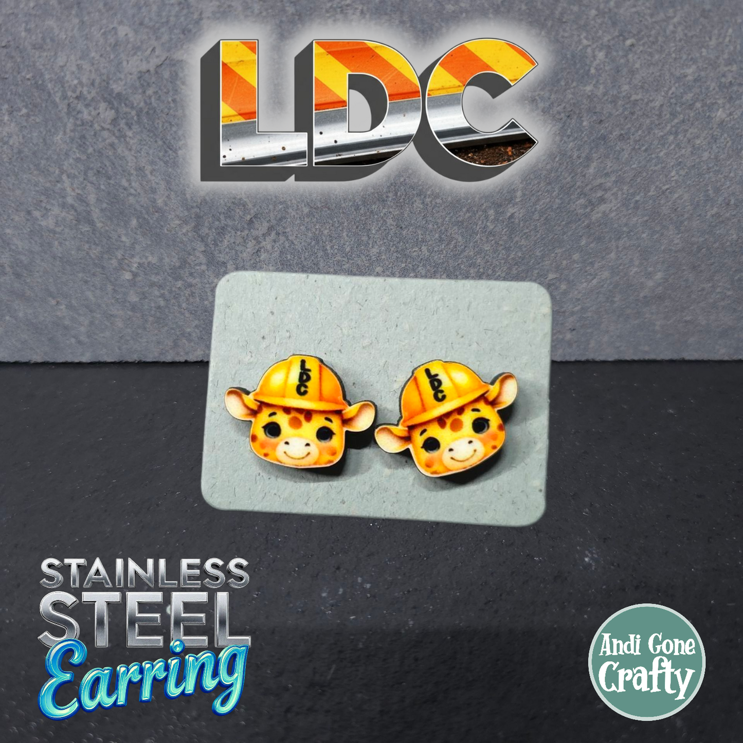 Giraffe Head - Animal - LDC Earrings - Stainless Steel