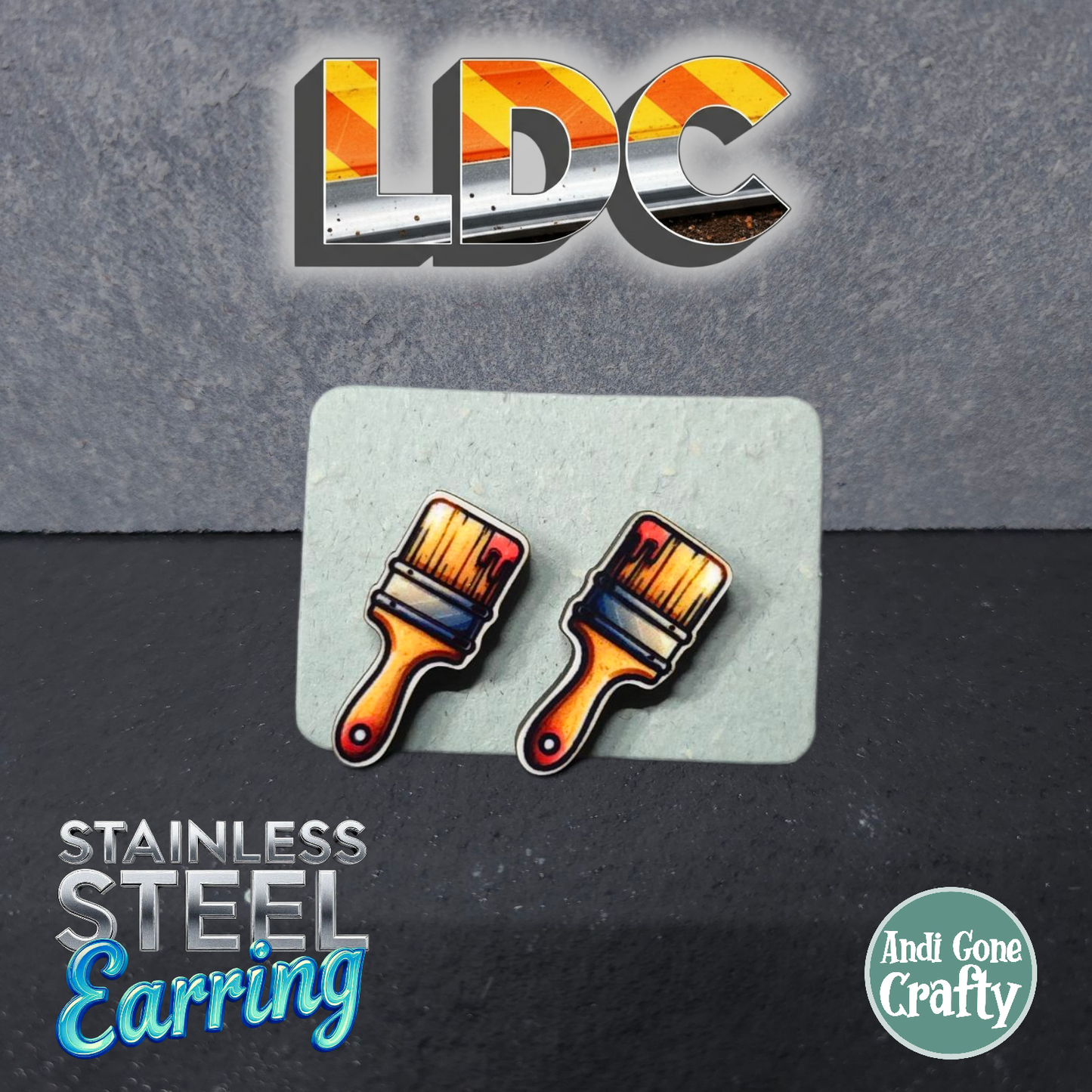 Paint Brush Long - Tool - LDC Earrings - Stainless Steel