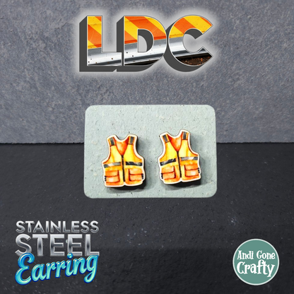 Safety Vest - Tool - LDC Earrings - Stainless Steel