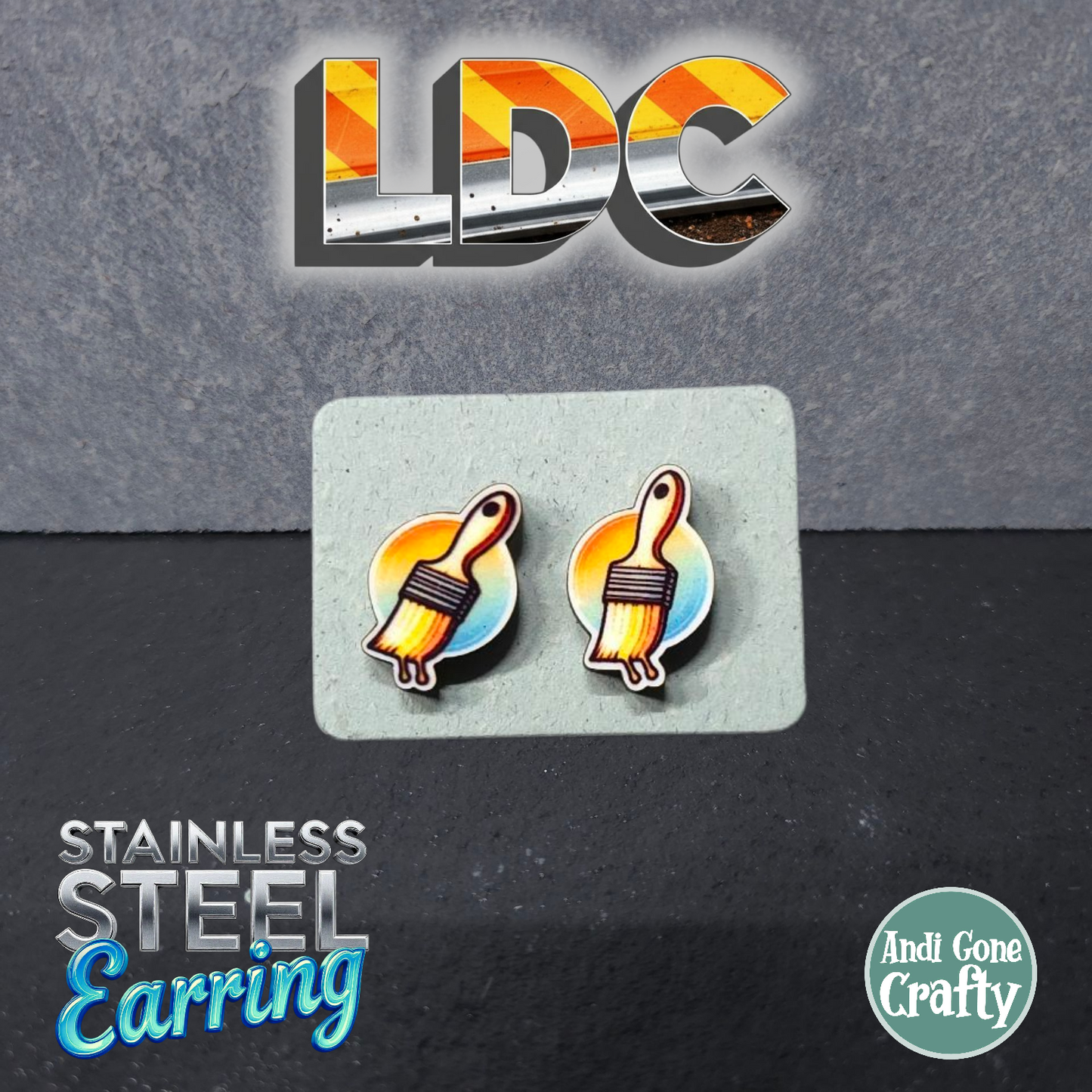 Paint Brush Retro - Tool - LDC Earrings - Stainless Steel