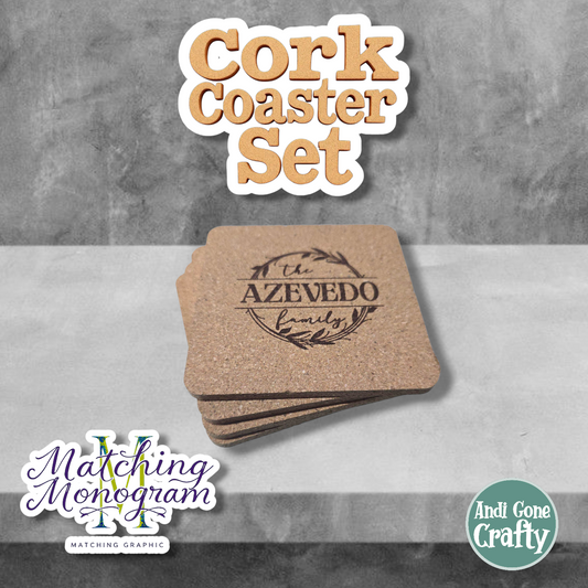 Monogram - 4in Cork Coaster Set