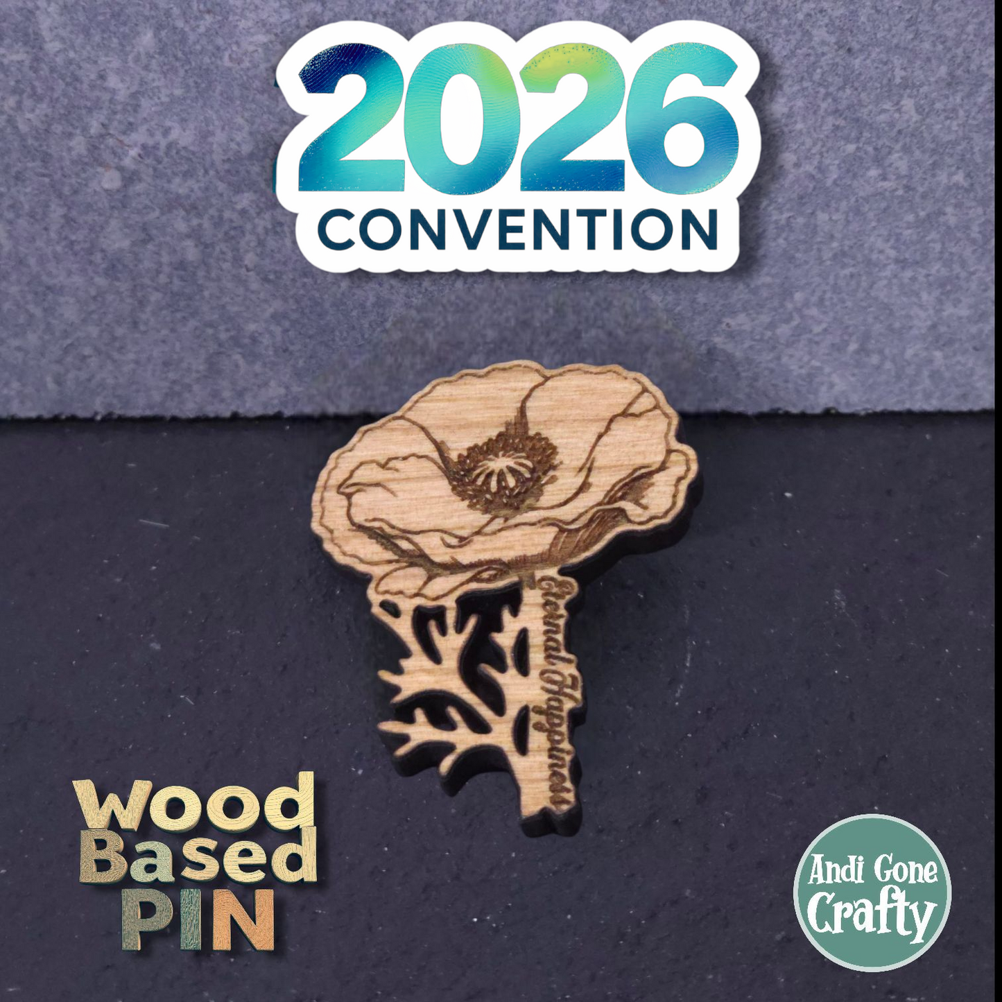 Poppy w/ Branches - Eternal Happiness - 2026 Convention - JW Pin - Cherry pin