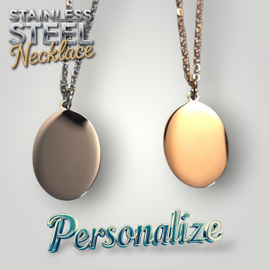 Oval Pendant Necklace - Ready to be Engraved - Premium Stainless Steel Piece #700035