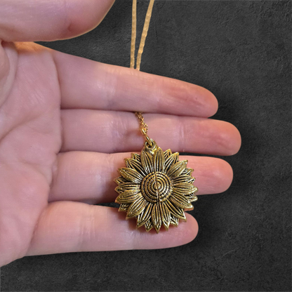 Sunflower Reveal Necklace - Ready to be Engraved - Premium Stainless Steel Piece #700031