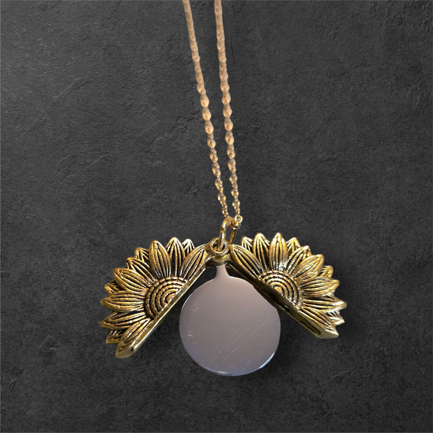 Sunflower Reveal Necklace - Ready to be Engraved - Premium Stainless Steel Piece #700031