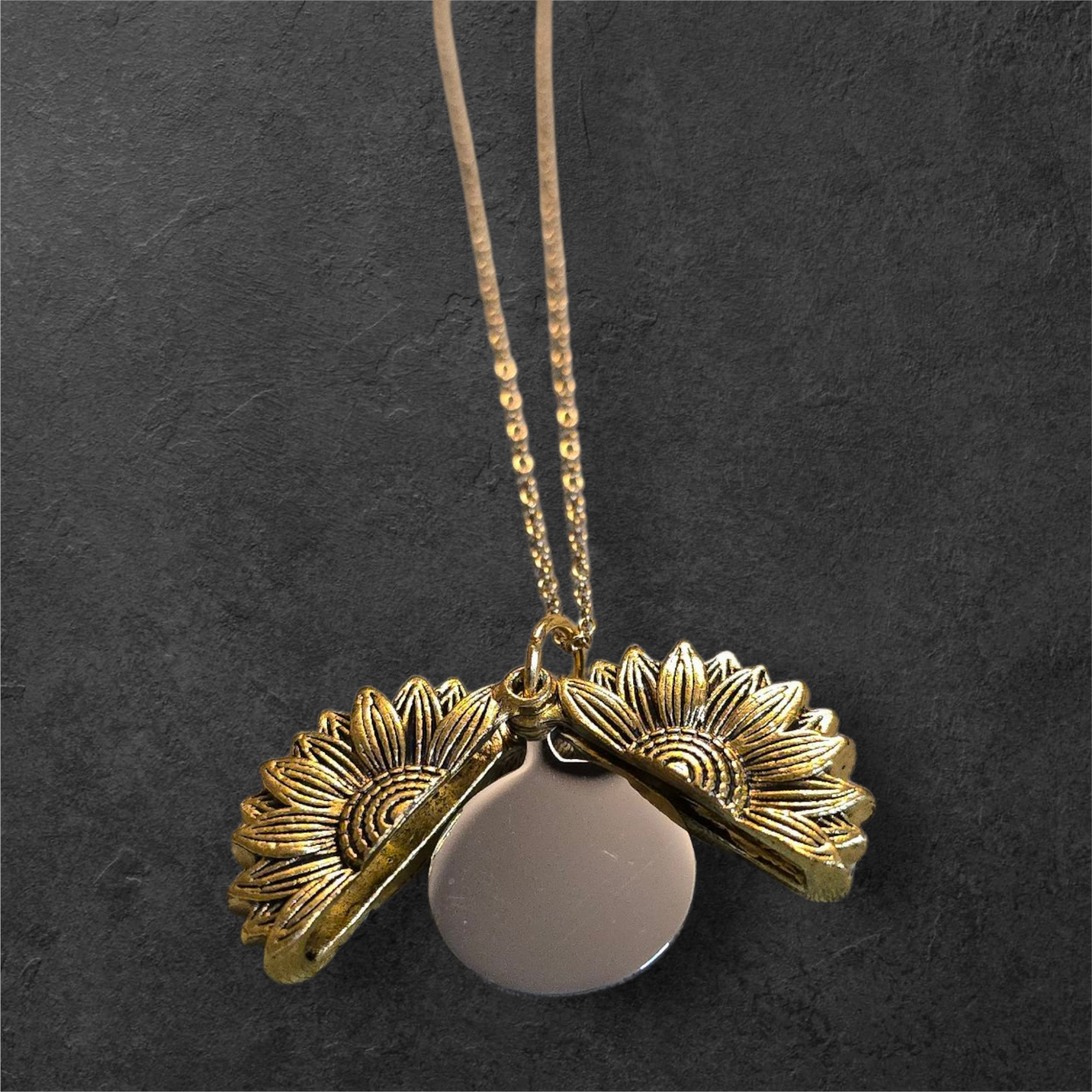 Sunflower Reveal Necklace - Ready to be Engraved - Premium Stainless Steel Piece #700031