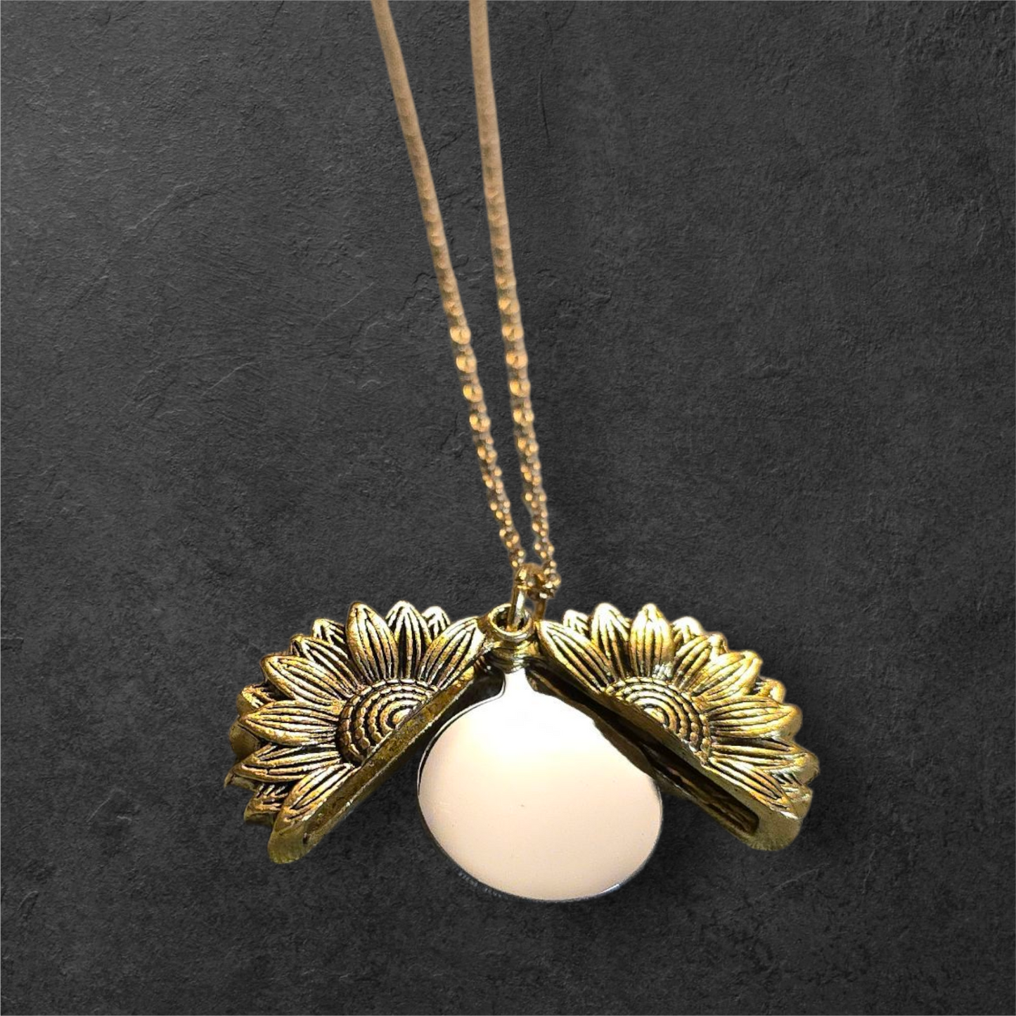 Sunflower Reveal Necklace - Ready to be Engraved - Premium Stainless Steel Piece #700031