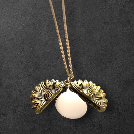 Sunflower Reveal Necklace - Ready to be Engraved - Premium Stainless Steel Piece #700031