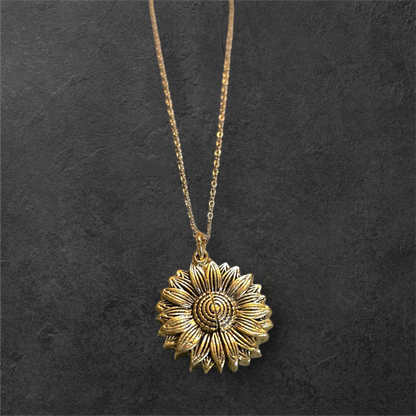 Sunflower Reveal Necklace - Ready to be Engraved - Premium Stainless Steel Piece #700031