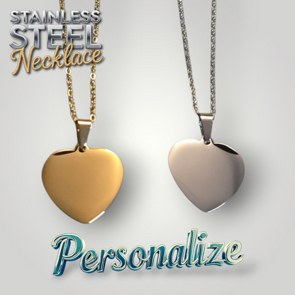 Heart Pendant Necklace - Ready to be Engraved - Premium Stainless Steel Piece #700032