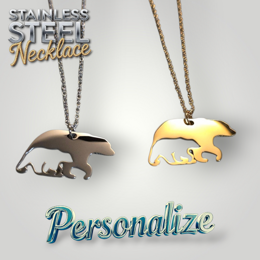 Mama Bear Necklace - Ready to be Engraved - Premium Stainless Steel Piece #700033