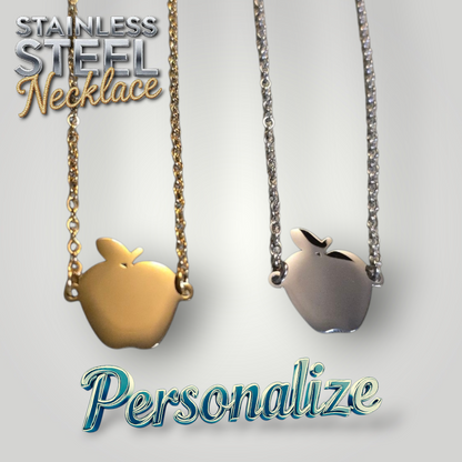 Teacher / School Apple Necklace - Ready to be Engraved - Premium Stainless Steel Piece #700034