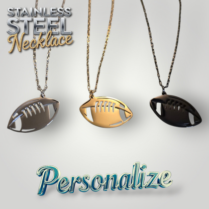 Football Necklace - Ready to be Engraved - Premium Stainless Steel Piece #700018