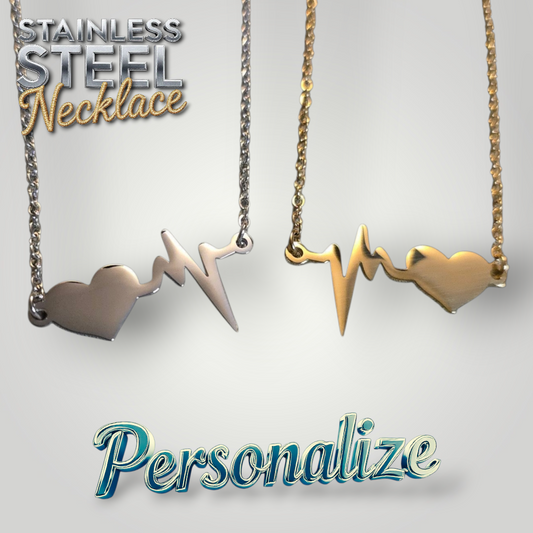 Heart Beat Necklace - Ready to be Engraved - Premium Stainless Steel Piece #700030