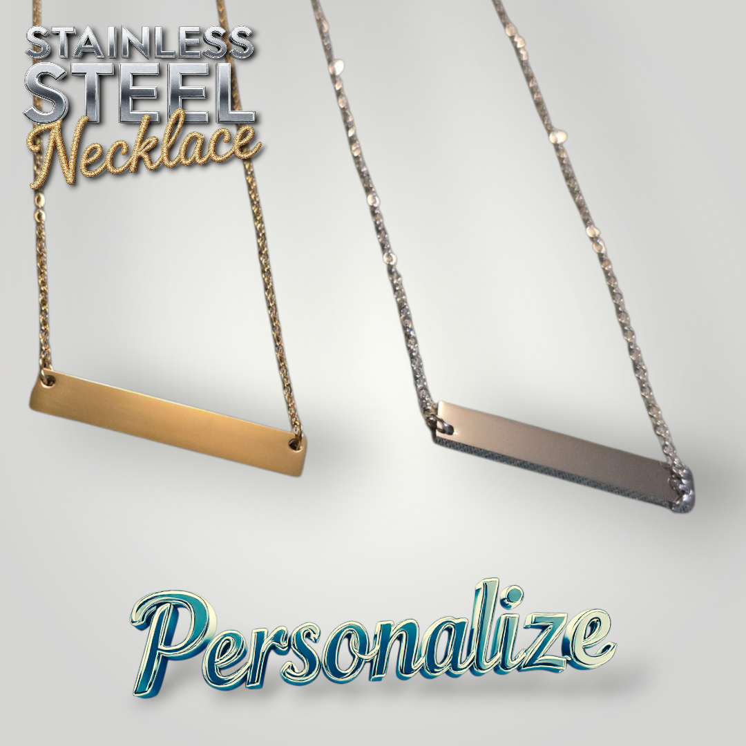 Standard Horizontal Bar Necklace - Ready to be Engraved - Premium Stainless Steel Piece #700020
