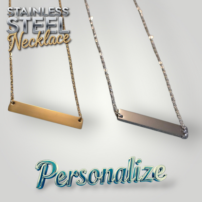 Standard Horizontal Bar Necklace - Ready to be Engraved - Premium Stainless Steel Piece #700020