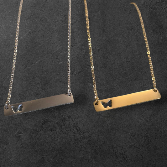Butterfly Horizontal Bar - Ready to be Engraved - Premium Stainless Steel Piece #700021