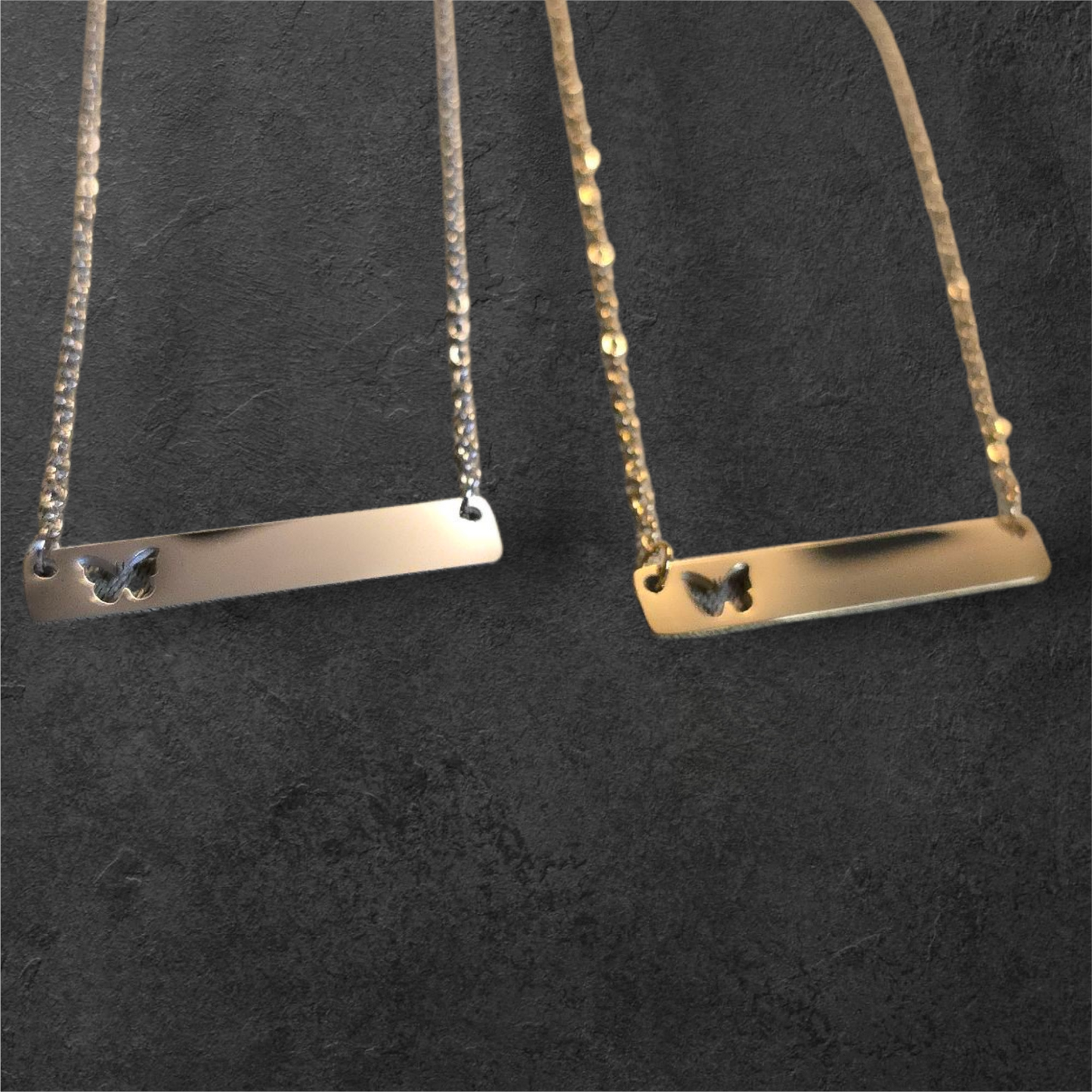 Butterfly Horizontal Bar - Ready to be Engraved - Premium Stainless Steel Piece #700021