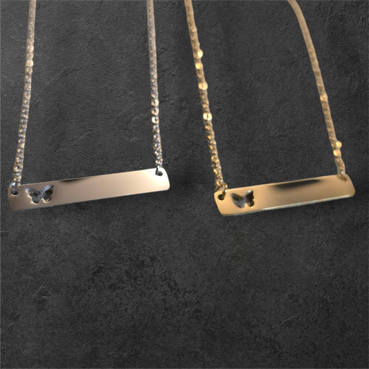 Butterfly Horizontal Bar - Ready to be Engraved - Premium Stainless Steel Piece #700021
