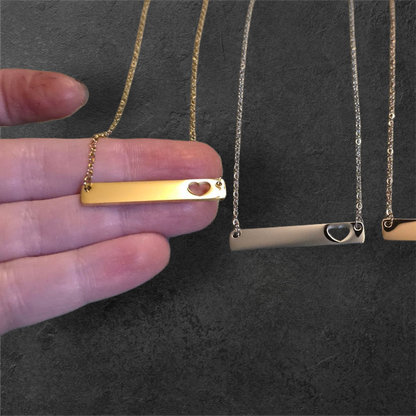 Heart Horizontal Bar - Ready to be Engraved - Premium Stainless Steel Piece #700022