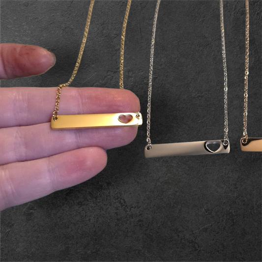 Heart Horizontal Bar - Ready to be Engraved - Premium Stainless Steel Piece #700022