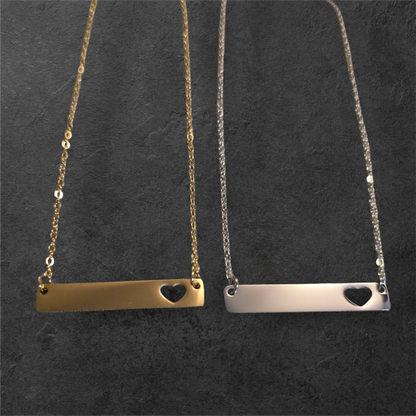 Heart Horizontal Bar - Ready to be Engraved - Premium Stainless Steel Piece #700022