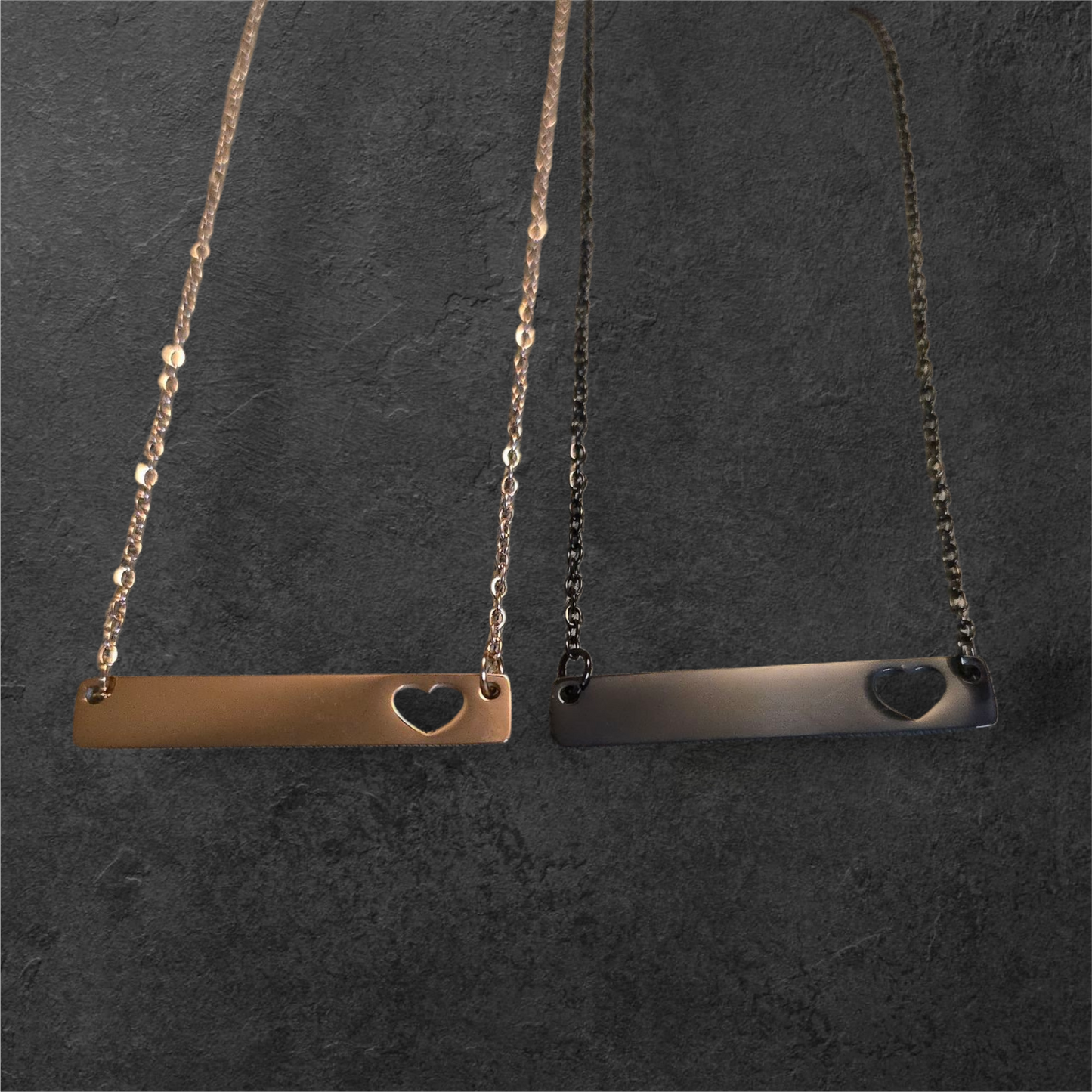 Heart Horizontal Bar - Ready to be Engraved - Premium Stainless Steel Piece #700022