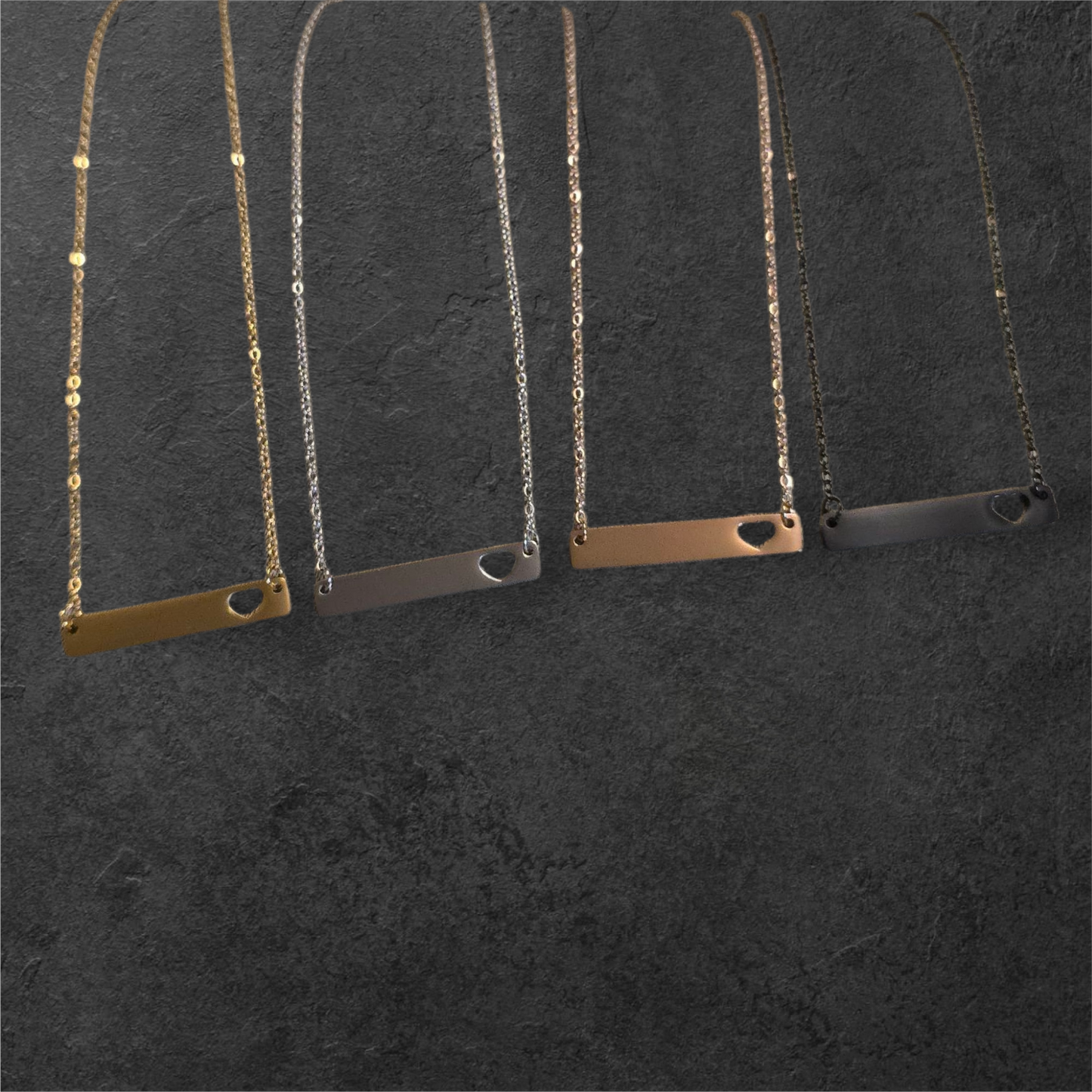 Heart Horizontal Bar - Ready to be Engraved - Premium Stainless Steel Piece #700022