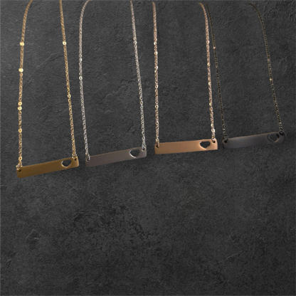 Heart Horizontal Bar - Ready to be Engraved - Premium Stainless Steel Piece #700022