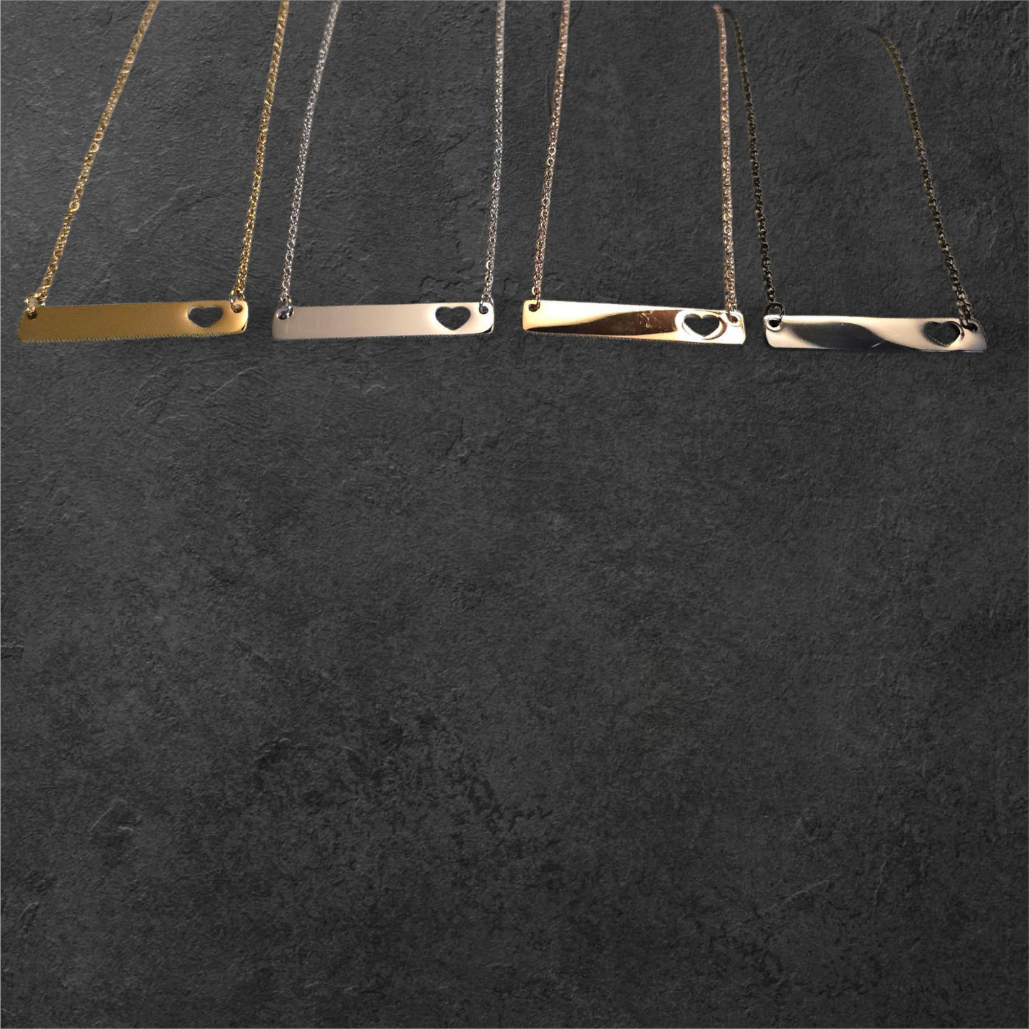 Heart Horizontal Bar - Ready to be Engraved - Premium Stainless Steel Piece #700022