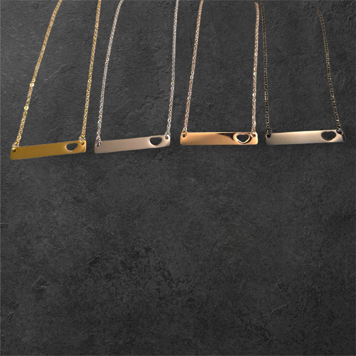 Heart Horizontal Bar - Ready to be Engraved - Premium Stainless Steel Piece #700022