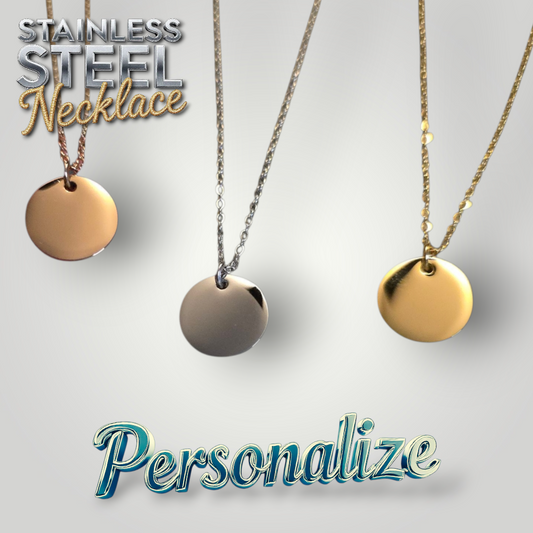 15mm Small Size Circle Pendant Necklace - Ready to be Engraved - Premium Stainless Steel Piece #700024