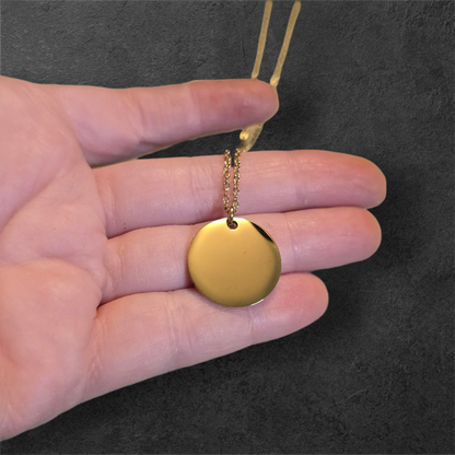 20mm - Medium Size Circle Pendant - Ready to be Engraved - Premium Stainless Steel Piece #700014