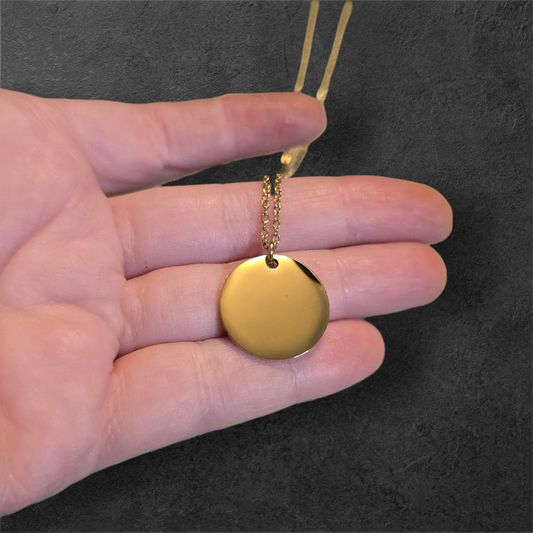 20mm - Medium Size Circle Pendant - Ready to be Engraved - Premium Stainless Steel Piece #700014