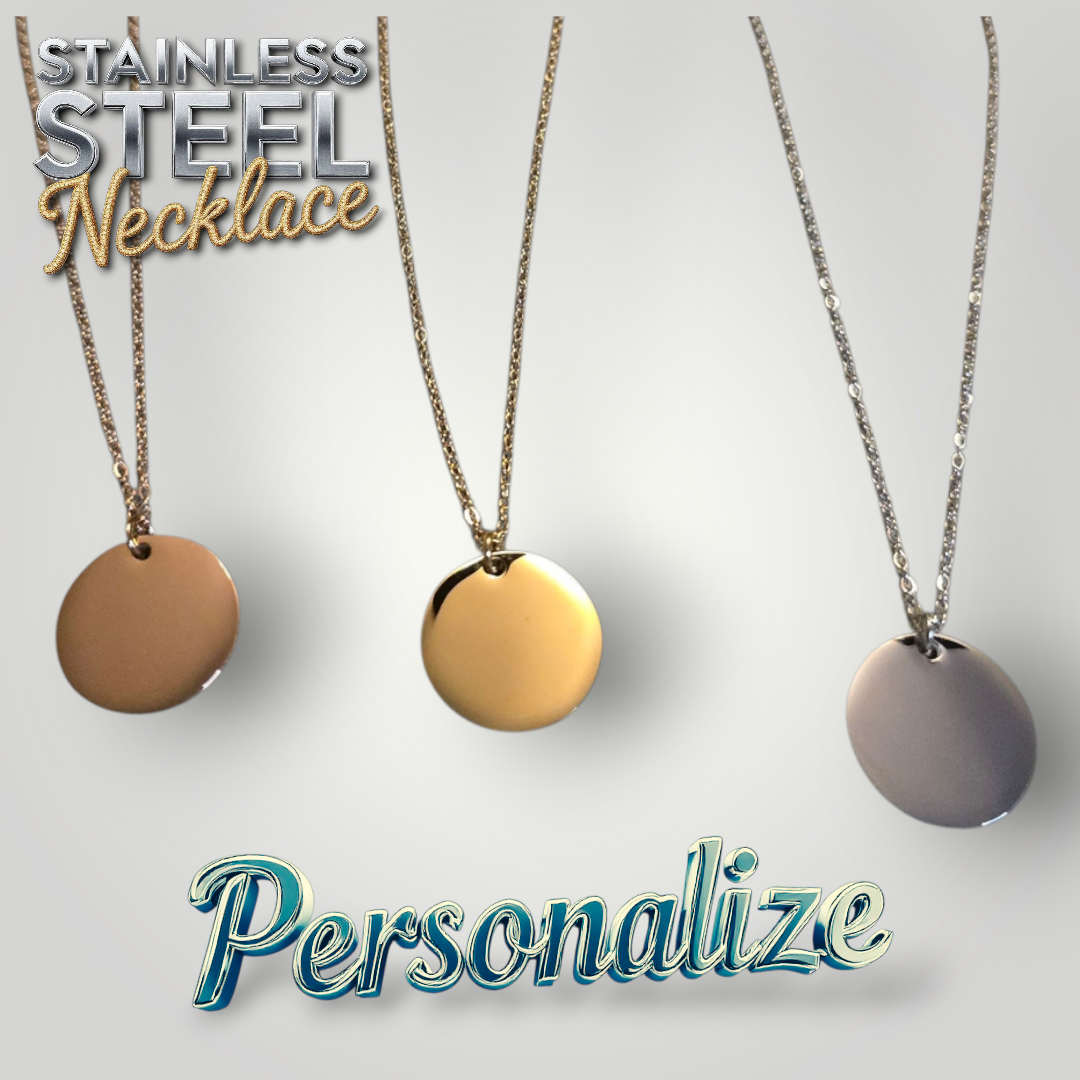 20mm - Medium Size Circle Pendant Necklace - Ready to be Engraved - Premium Stainless Steel Piece #700014