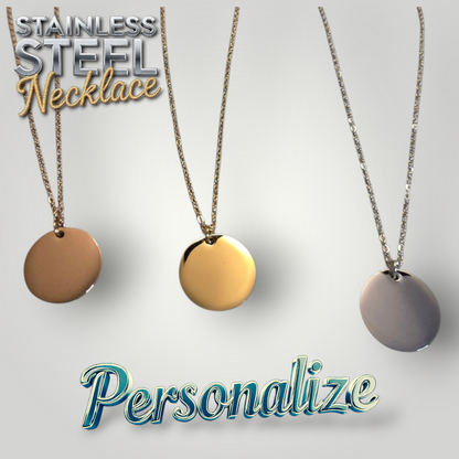 20mm - Medium Size Circle Pendant Necklace - Ready to be Engraved - Premium Stainless Steel Piece #700014