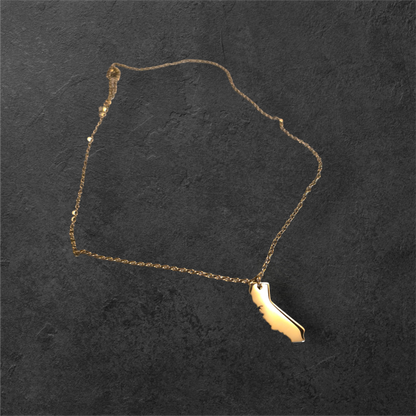 Gold California Necklace - Ready to be Engraved - Premium Stainless Steel Piece #700015