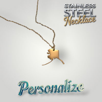Gold Alaska Necklace - Ready to be Engraved - Premium Stainless Steel Piece #700016