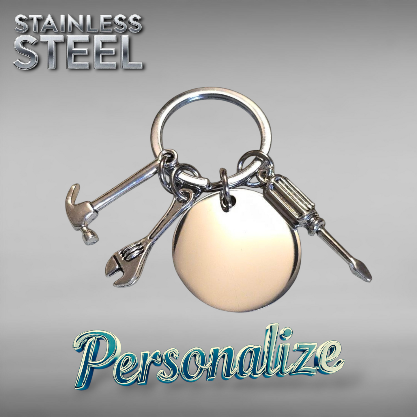 Tools Keychain - Ready to be Engraved - Premium Stainless Steel Piece #700011 - LDC