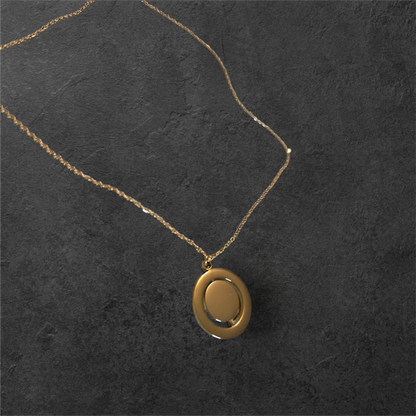 Gold Circle Swivel Necklace - Ready to be Engraved - Premium Stainless Steel Piece #700012