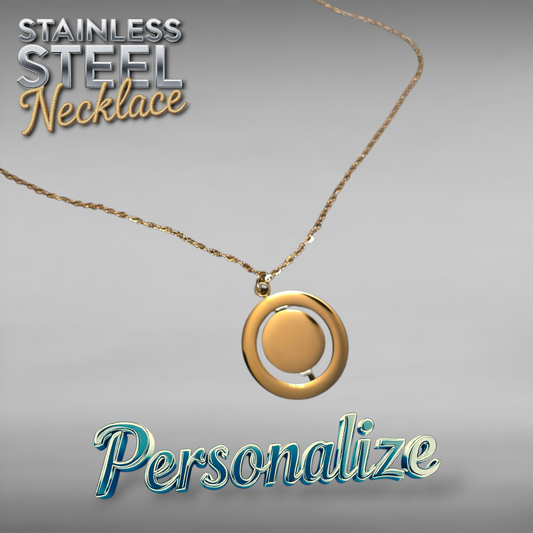 Rotating Circle Necklace - Ready to be Engraved - Premium Stainless Steel Piece #700012
