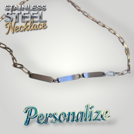 Paper Clip Necklace - Ready to be Engraved - Premium Stainless Steel Piece #700023