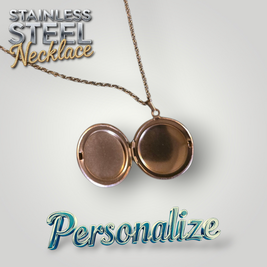 Circle Locket Necklace - Ready to be Engraved - Premium Stainless Steel Piece #700026