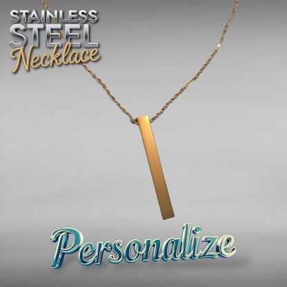 4 Sided Bar Pendant Necklace - Ready to be Engraved - Premium Stainless Steel Piece #700005