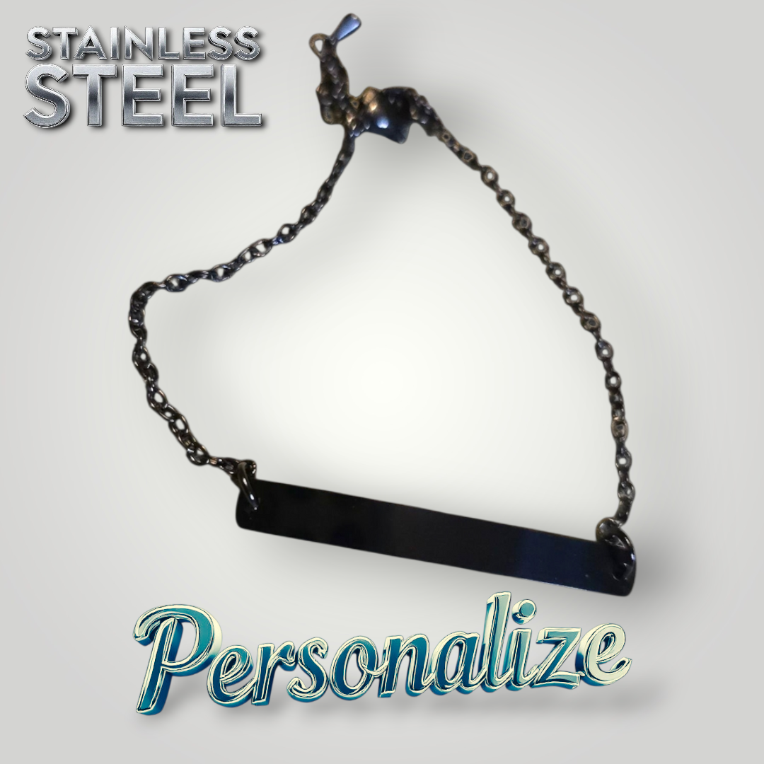 Black Bar Bracelet - Ready to be Engraved - Premium Stainless Steel Piece #700003