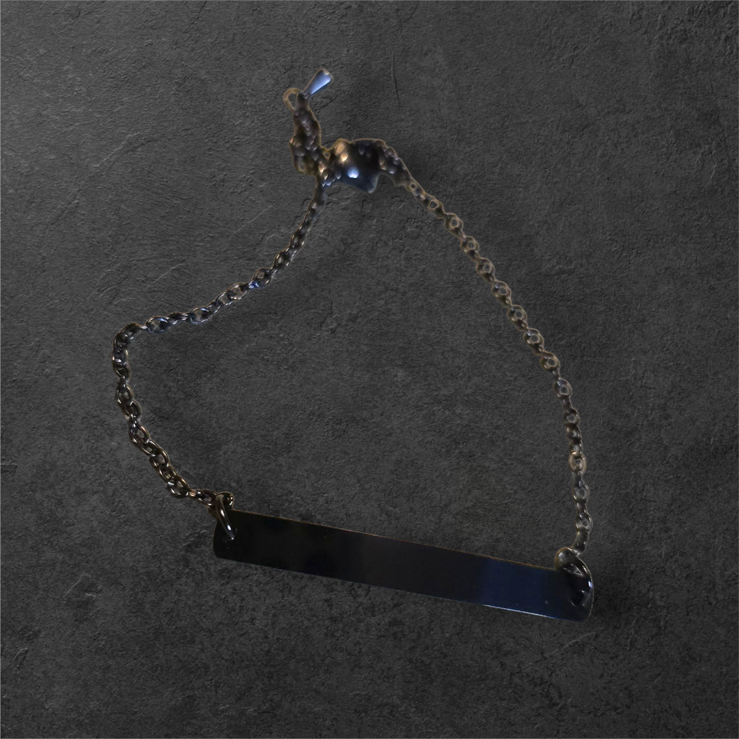 Black Horizontal Bar Bracelet - Ready to be Engraved - Premium Stainless Steel Piece #700025